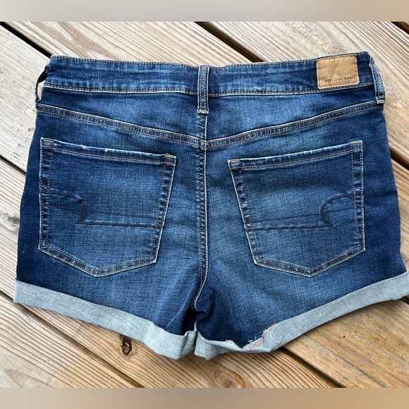 American Eagle Outfitters Super Stretch Midi Women's Blue Denim Shorts Size 12 - Picture 4 of 8